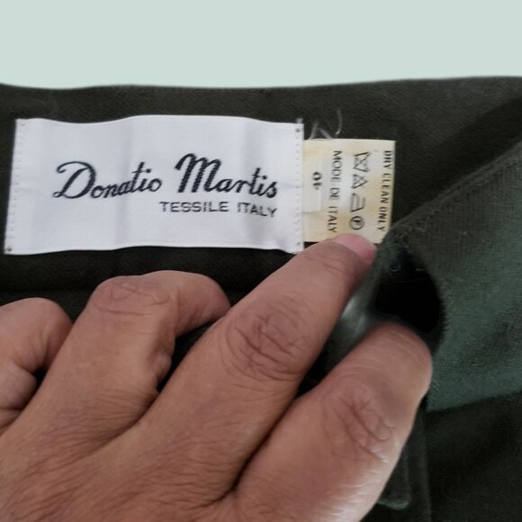 Donatio Martis Italy Mens High-Waisted Pleated Wool Trousers Olive Green 40 - Picture 4 of 16